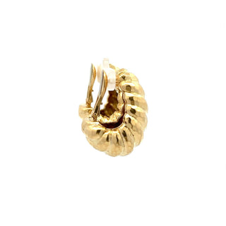 Vintage David Webb 18K Gold Ribbed Clip Earrings