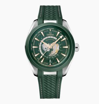 Omega Stainless Steel Seamaster Worldtimer in Green Ceramic
