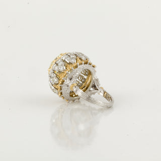 Important Vintage Buccellati 18K Two-Tone Gold Bombé Diamond Cocktail Ring