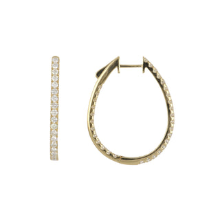 Tenenbaum 18K Gold Diamond Oval Hoop Earrings