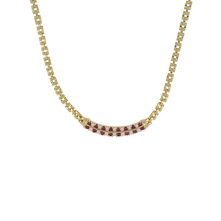 Vntage 18K Gold Ruby & Diamond Link Necklace