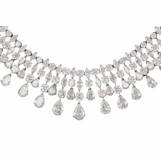 Vintage/Estate White Platinum Diamonds Fringe Necklace