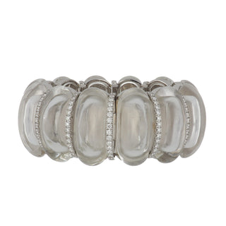 Seaman Schepps 18K White Gold Rock Crystals Link Bracelet with Diamonds