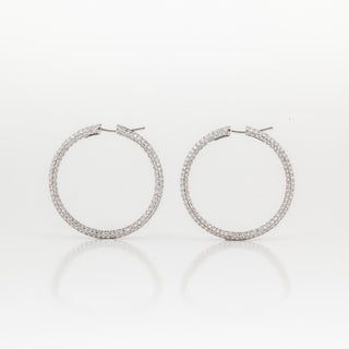 Estate Garavelli 18K White Gold Diamond Hoop Earrings