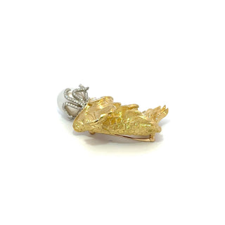 Vintage 1970s Julius Cohen 18K Gold Fish and Octopus Brooch with Pearl