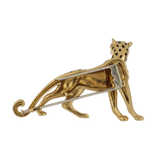 Vintage Cartier 18K Gold Enamel Panther Pin