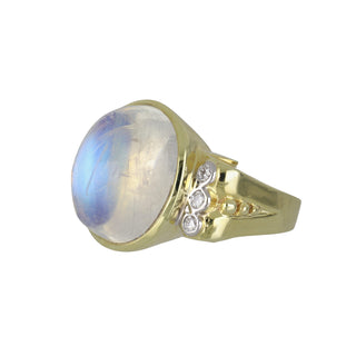 Mazza Two-Tone 14K Gold Moonstone Cocktail Ring with Diamonds
