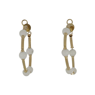 Tenenbaum 18K Gold White Coral Bead Hoop Earrings
