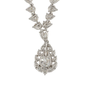 Vintage 1970s Platinum Graduated Pear Shape Diamond Necklace