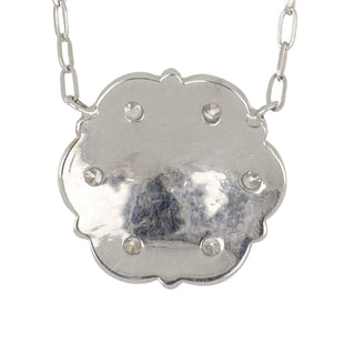 Mid-Century 14K White Gold Beaded Diamond Pendant