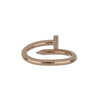 Estate Cartier 18K Rose Gold Large Juste un Clou Diamond Bracelet