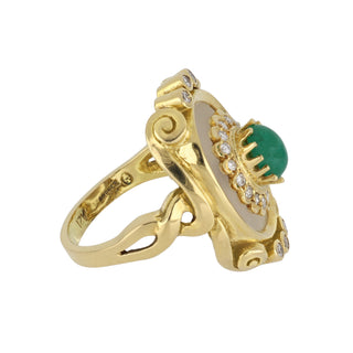 Vintage LaLaounis Rock Crystal, Emerald & Diamond Ring