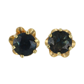 1980s Vintage 18K Gold Sapphire Stud Earrings