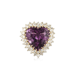 Vintage Two-Tone Heart Shape Amethyst Slide Pendant with Diamonds