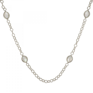 Estate Lagos Sterling Silver and 18K Gold Mother Of Pearl Station Necklace
