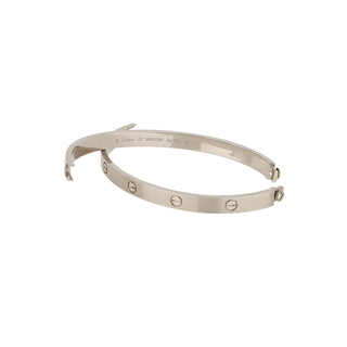 Estate Cartier 18K White Gold Brushed Love Bracelet
