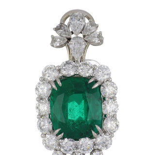 Platinum Emerald Drop Earrings with Diamonds