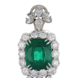 Platinum Emerald Drop Earrings with Diamonds