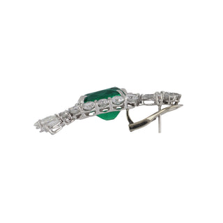 Platinum Emerald Drop Earrings with Diamonds