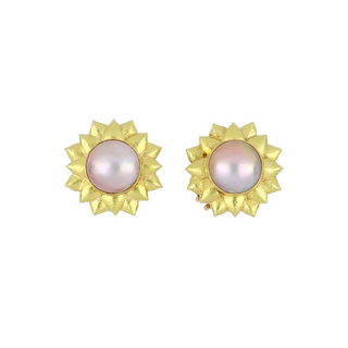 Vintage/Estate 18K Gold Mabé Pearl Clip Earrings