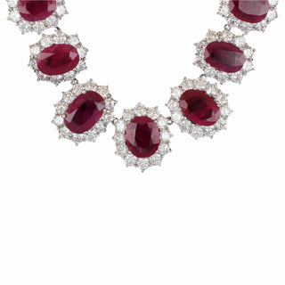 Estate 18K White Gold & Platinum East African Ruby & Diamond Jewelry Suite