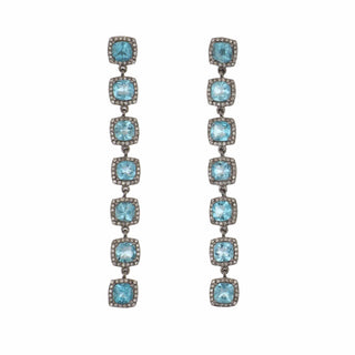 Sterling Silver Apatite and Diamond Drop Earrings