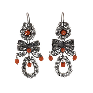 Arts & Crafts Sterling Silver Oaxacan Cannetille Day/Night Earrings