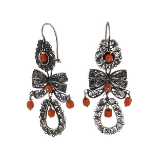 Arts & Crafts Sterling Silver Oaxacan Cannetille Day/Night Earrings