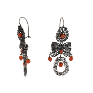 Arts & Crafts Sterling Silver Oaxacan Cannetille Day/Night Earrings