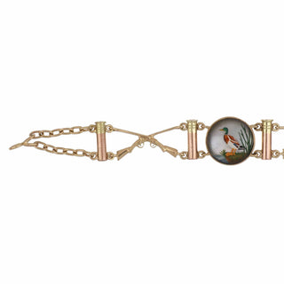 Victorian 14K Gold Rock Crystal Reverse Intaglio Sporting Link Bracelet