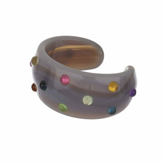 Estate Carved Agate Multi-Stone Cuff Bracelet