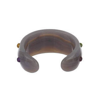 Estate Carved Agate Multi-Stone Cuff Bracelet