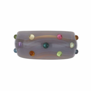 Estate Carved Agate Multi-Stone Cuff Bracelet