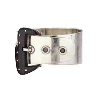 Vintage 1970s Taxco Sterling Silver Tortoiseshell Buckle Bangle Bracelet