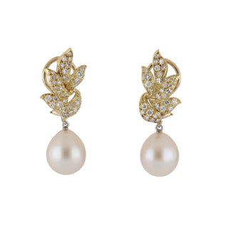 Vintage 1970s Julius Cohen 18K Gold South Sea Pearl Day/Night Earrings with Pearls