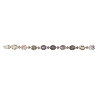 Estate Gregg Ruth 18K White Gold Pink Sapphire Link Bracelet