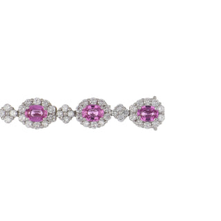 Estate Gregg Ruth 18K White Gold Pink Sapphire Link Bracelet
