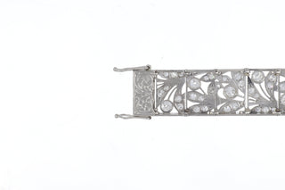 Edwardian Platinum Pierced Openwork Diamond Plaque Bracelet