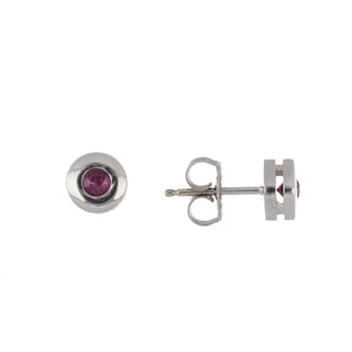 Tenenbaum 18K White Gold Flush-Set Ruby Stud Earrings