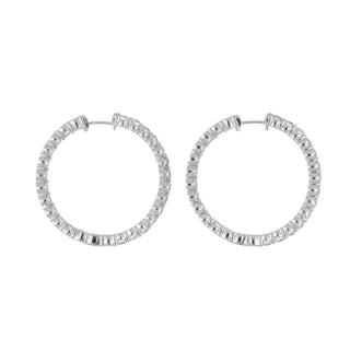 Estate 18K White Gold Diamond Hoop Earrings