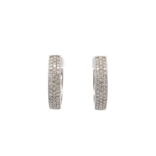 14K White Gold Diamond Hoop Earrings