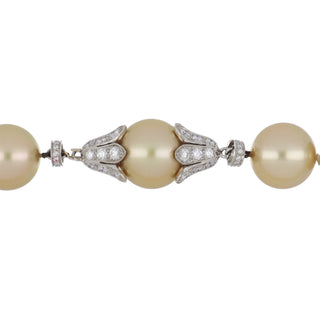 Estate Tiffany & Co. 18K White Gold Golden South Sea Pearl Tulip Necklace with Diamonds