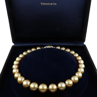 Estate Tiffany & Co. 18K White Gold Golden South Sea Pearl Tulip Necklace with Diamonds