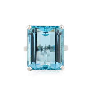 Estate Platinum Aquamarine Solitaire Ring