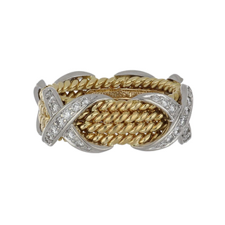 Estate Tiffany & Co. Schlumberger 4 Row Rope Diamond X Band