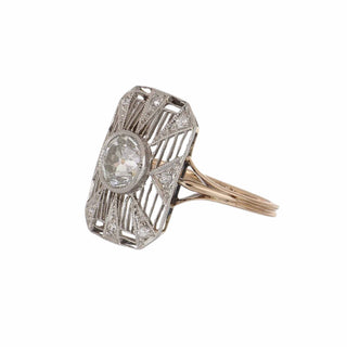 Edwardian Old European-Cut Diamond Openwork Plaque Ring