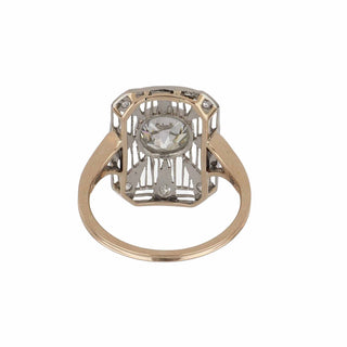 Edwardian Old European-Cut Diamond Openwork Plaque Ring