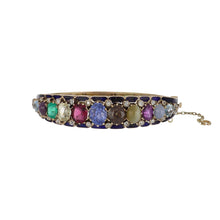 Load image into Gallery viewer, Victorian Gold Hinged Enamel Gemset Bangle
