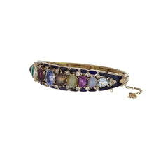Load image into Gallery viewer, Victorian Gold Hinged Enamel Gemset Bangle
