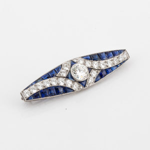 Art Deco Sapphire and Diamond Bar Pin